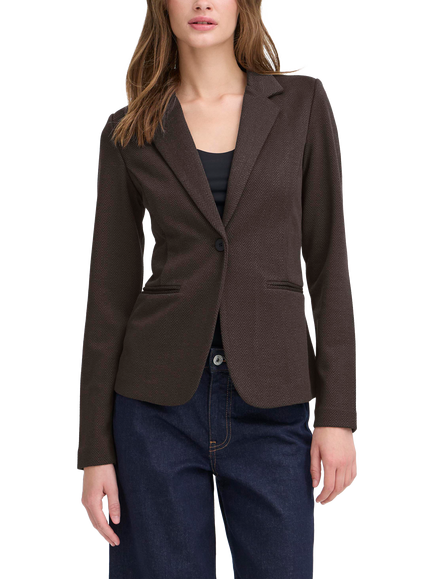 ICHI Kate Jacquard Blazer, Black Brown, Black Brown