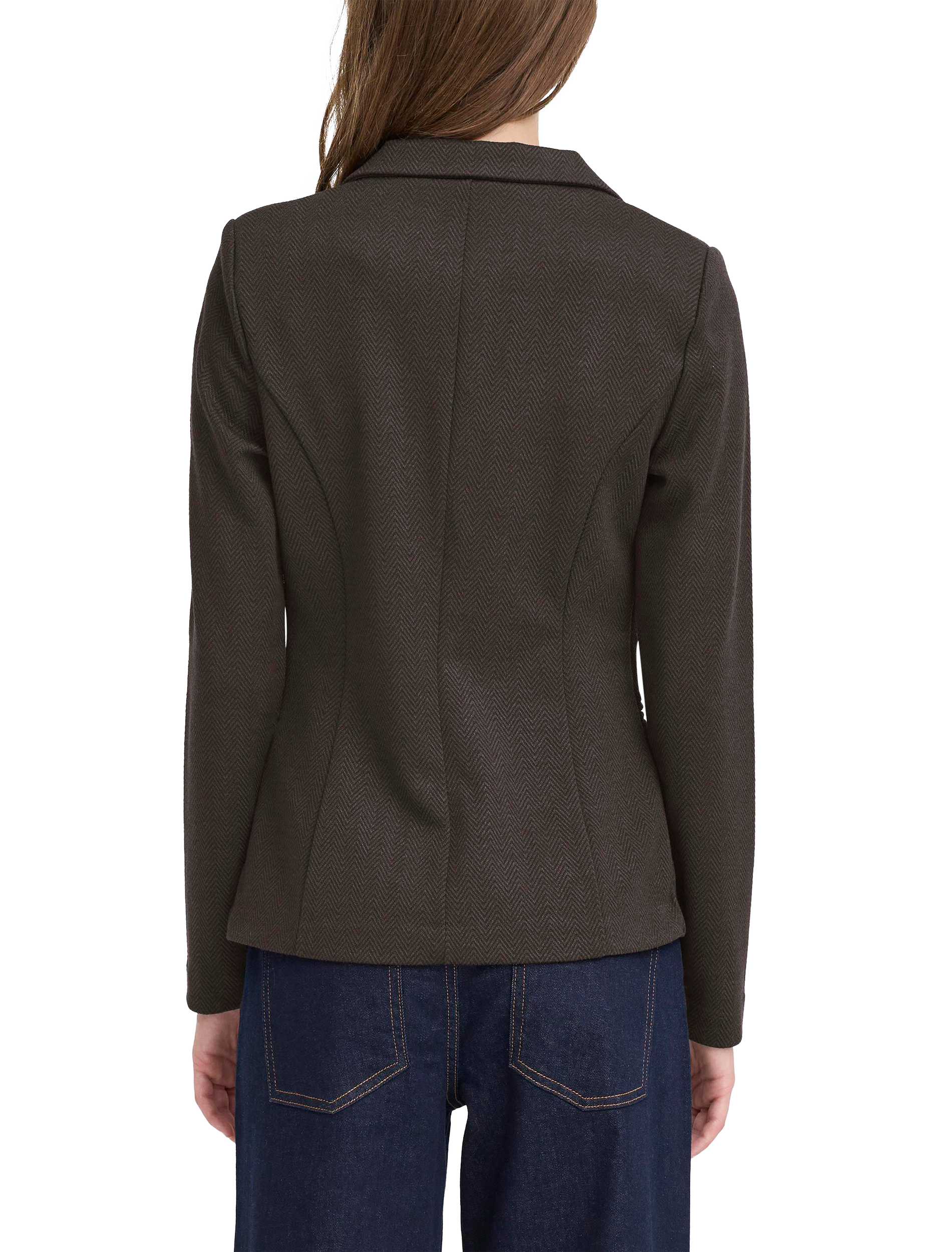 Product image 2 of 7, which shows ICHI Kate Jacquard Blazer, Black Brown, XS