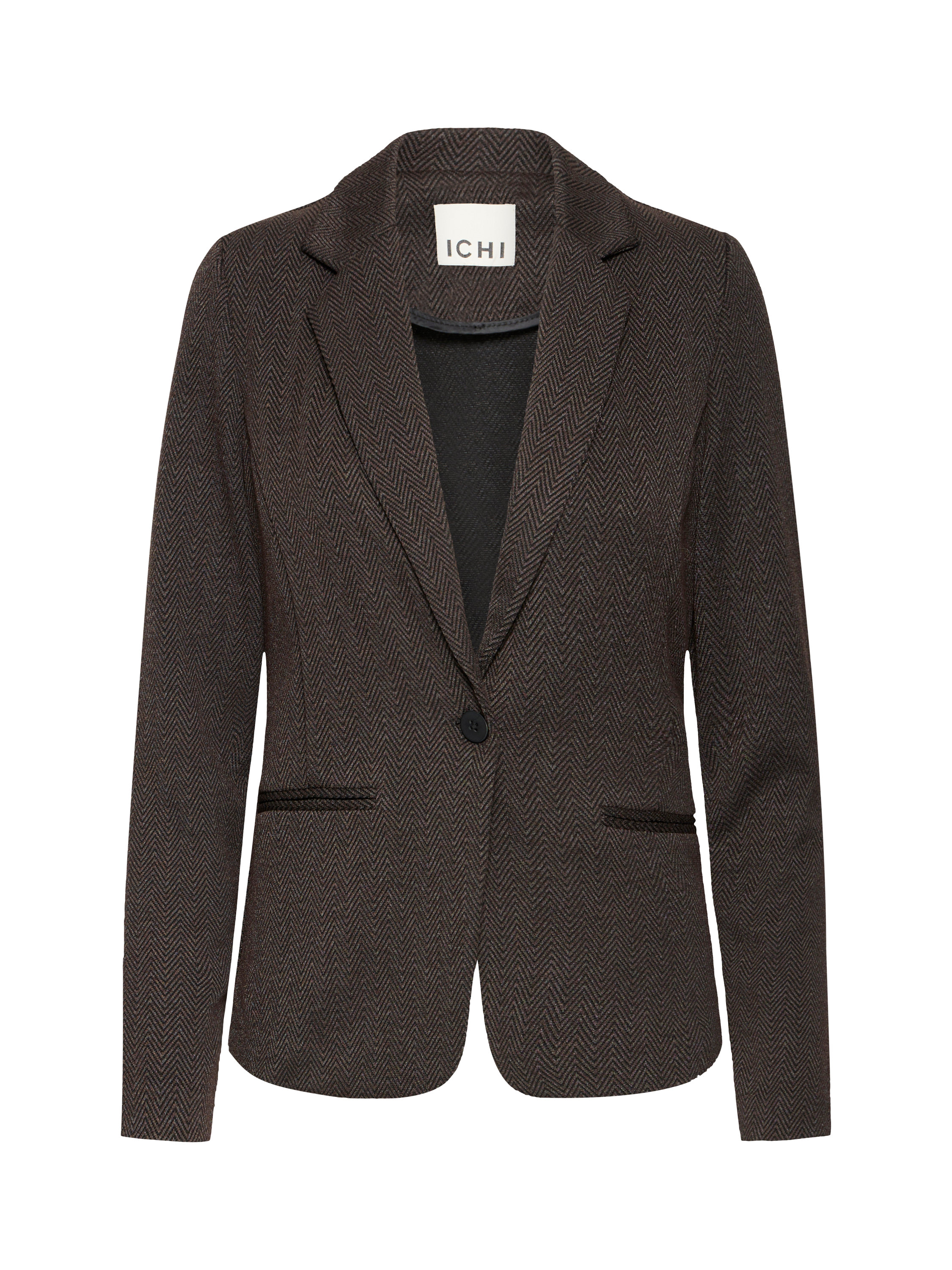 Product image 5 of 7, which shows ICHI Kate Jacquard Blazer, Black Brown, XS