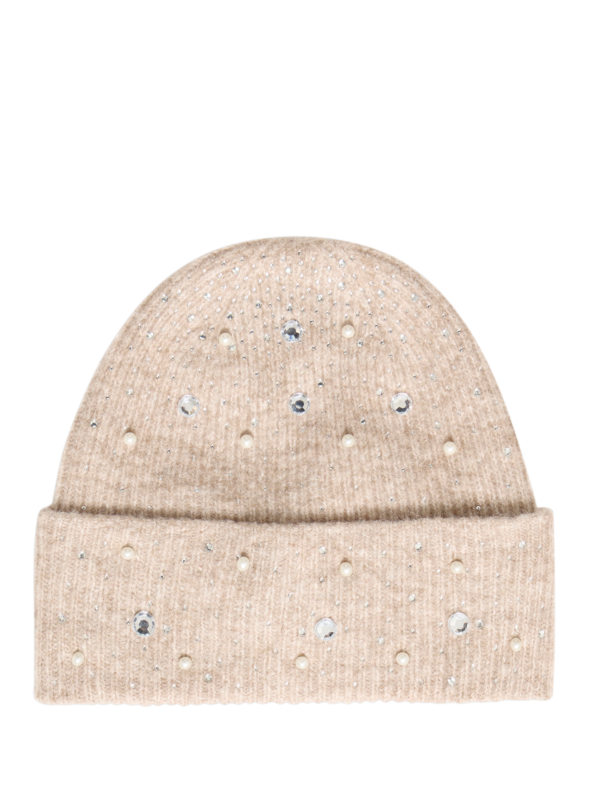 Product image 1 of 2, which shows ICHI Macy Embellished Beanie Hat, Oatmeal Melange, One Size