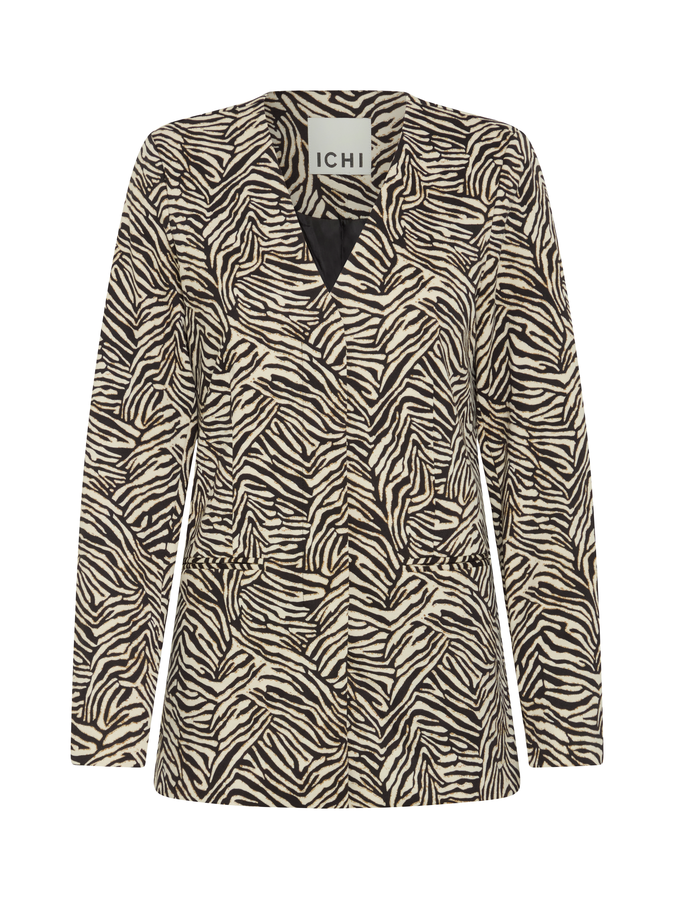 Product image 5 of 7, which shows ICHI Kate Zebra Print Blazer, Multi, XS
