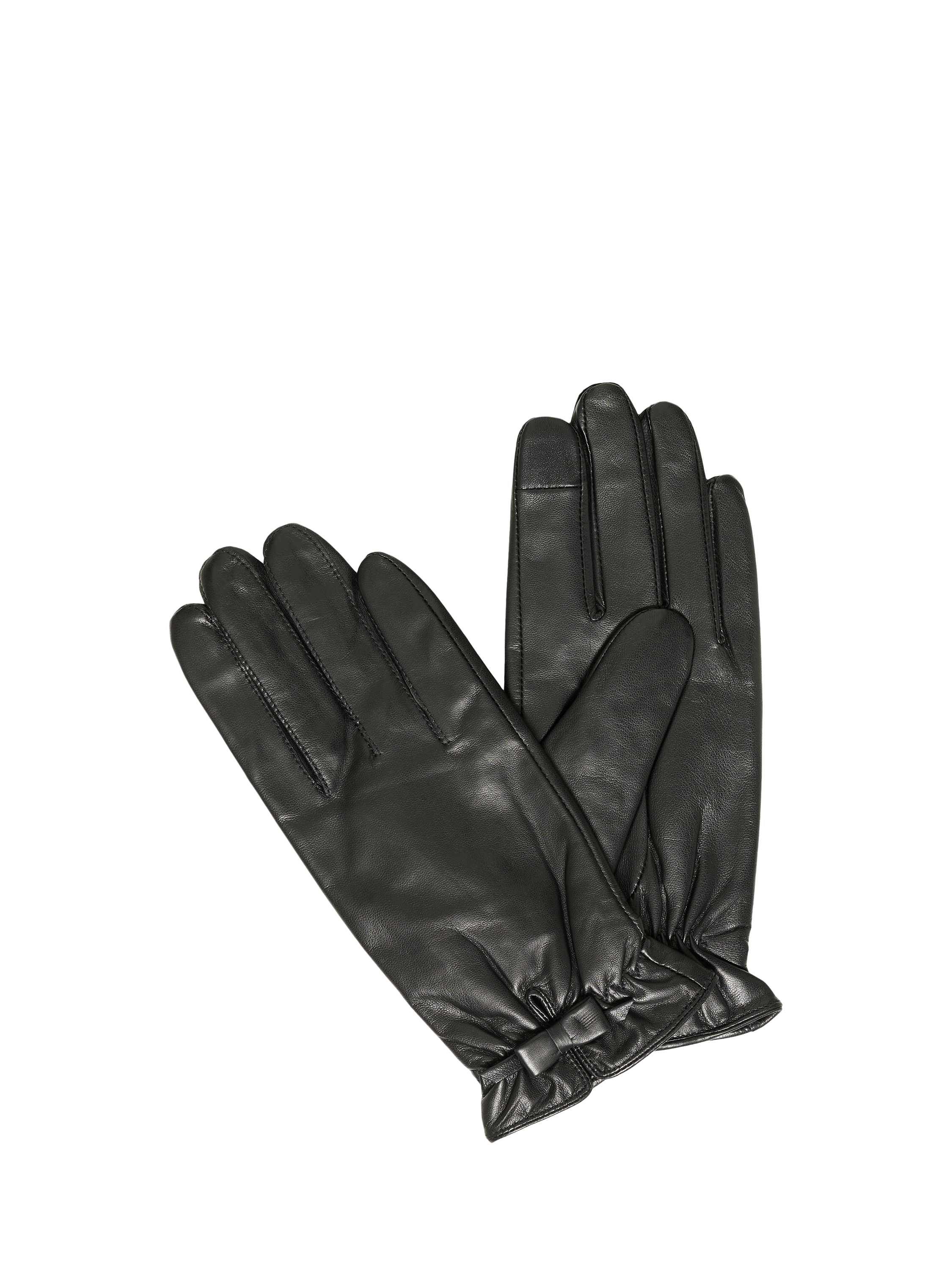 ICHI Madicken Pure Leather Gloves, Black