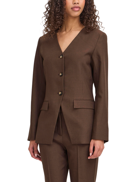 ICHI Lexi Single Breasted Blazer, Coffee Bean Melange, Coffee Bean Melange