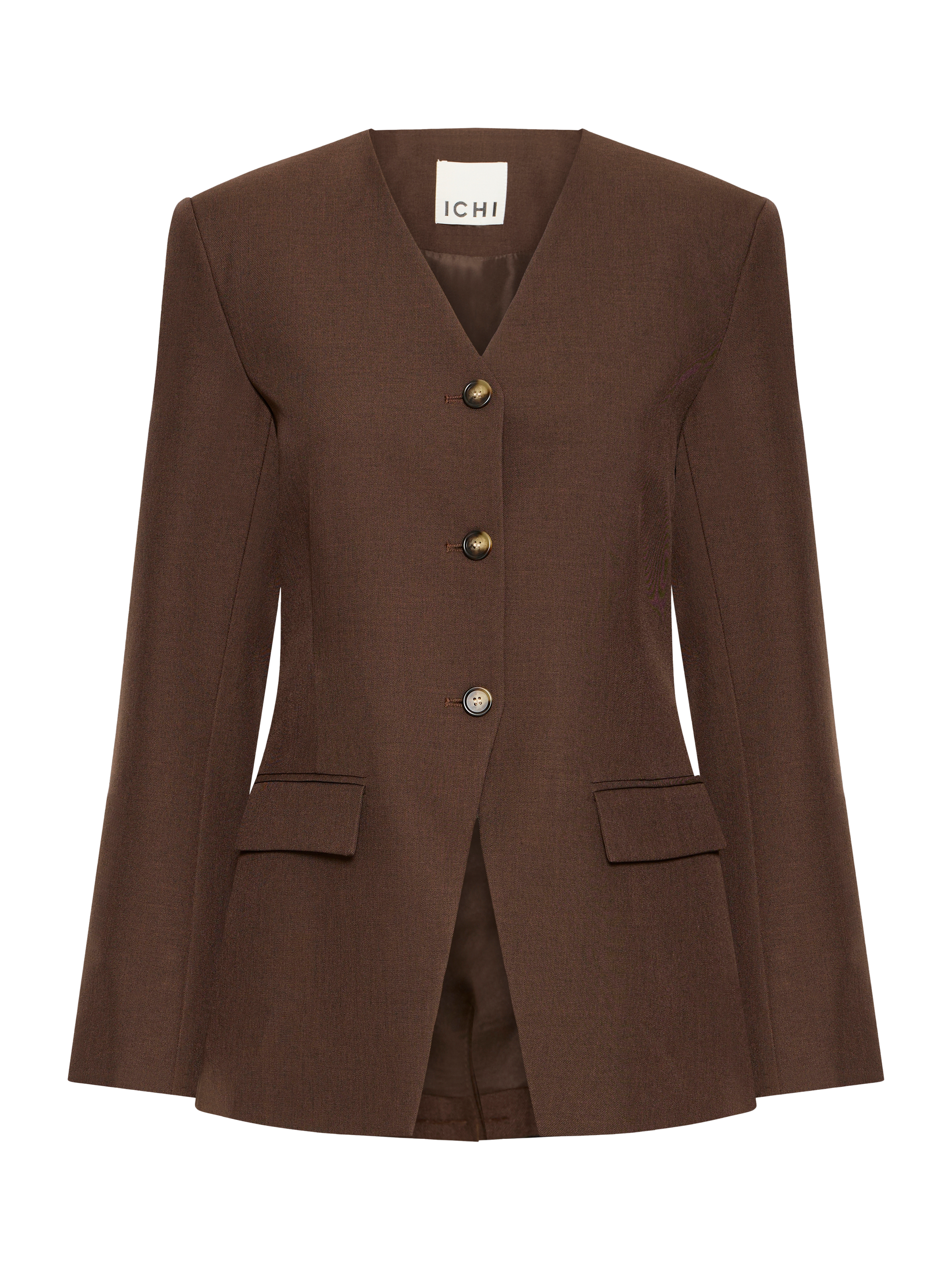 Product image 5 of 7, which shows ICHI Lexi Single Breasted Blazer, Coffee Bean Melange, 10