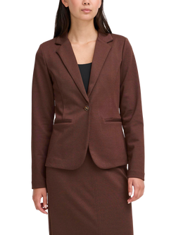 ICHI Kate Textured Blazer, Coffee Bean, Coffee Bean