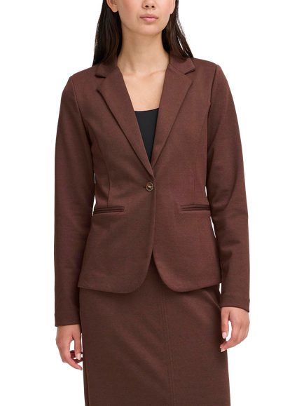 ICHI Kate Textured Blazer, Coffee Bean, Coffee Bean