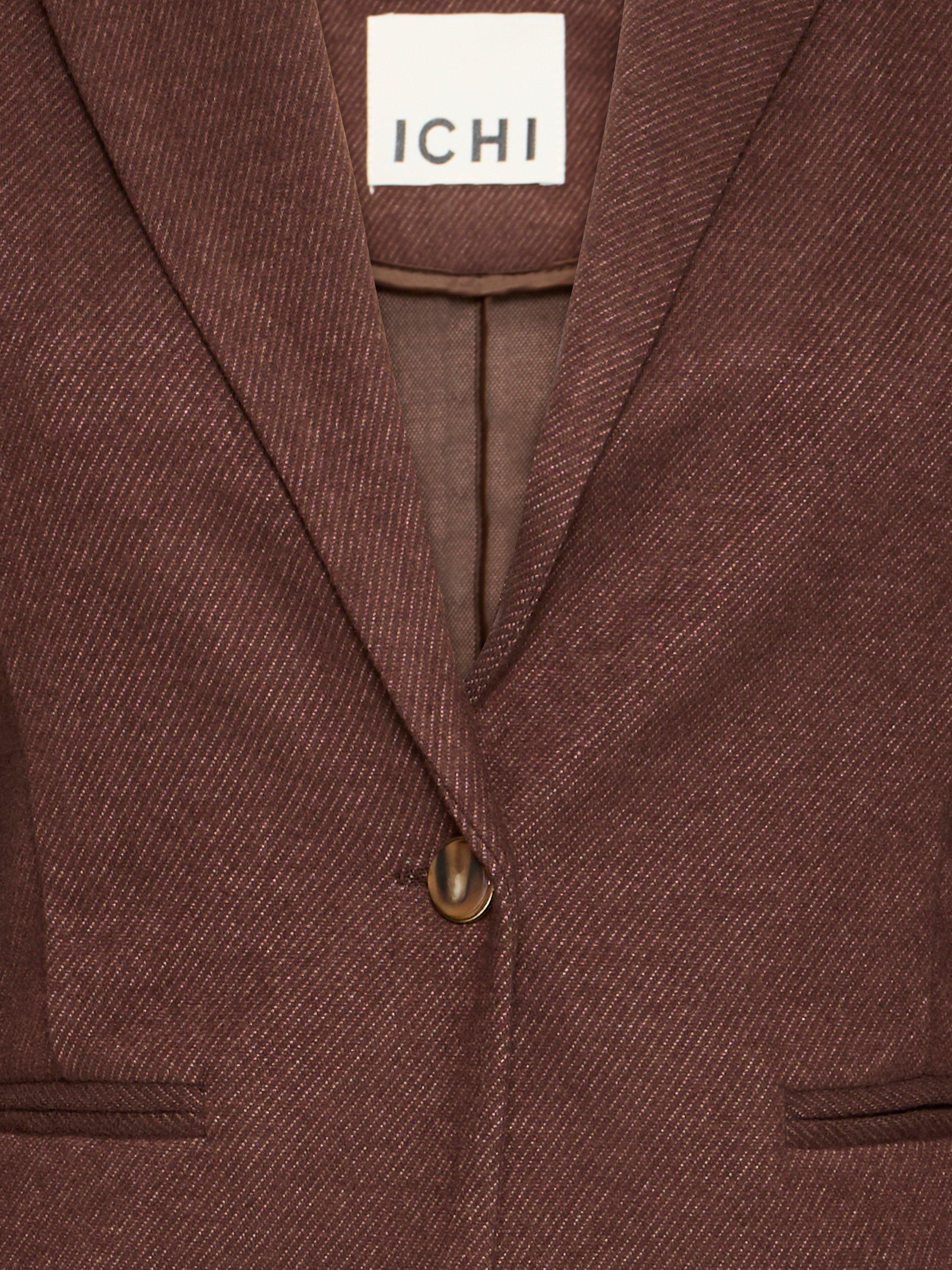 Product image 7 of 7, which shows ICHI Kate Textured Blazer, Coffee Bean, XS