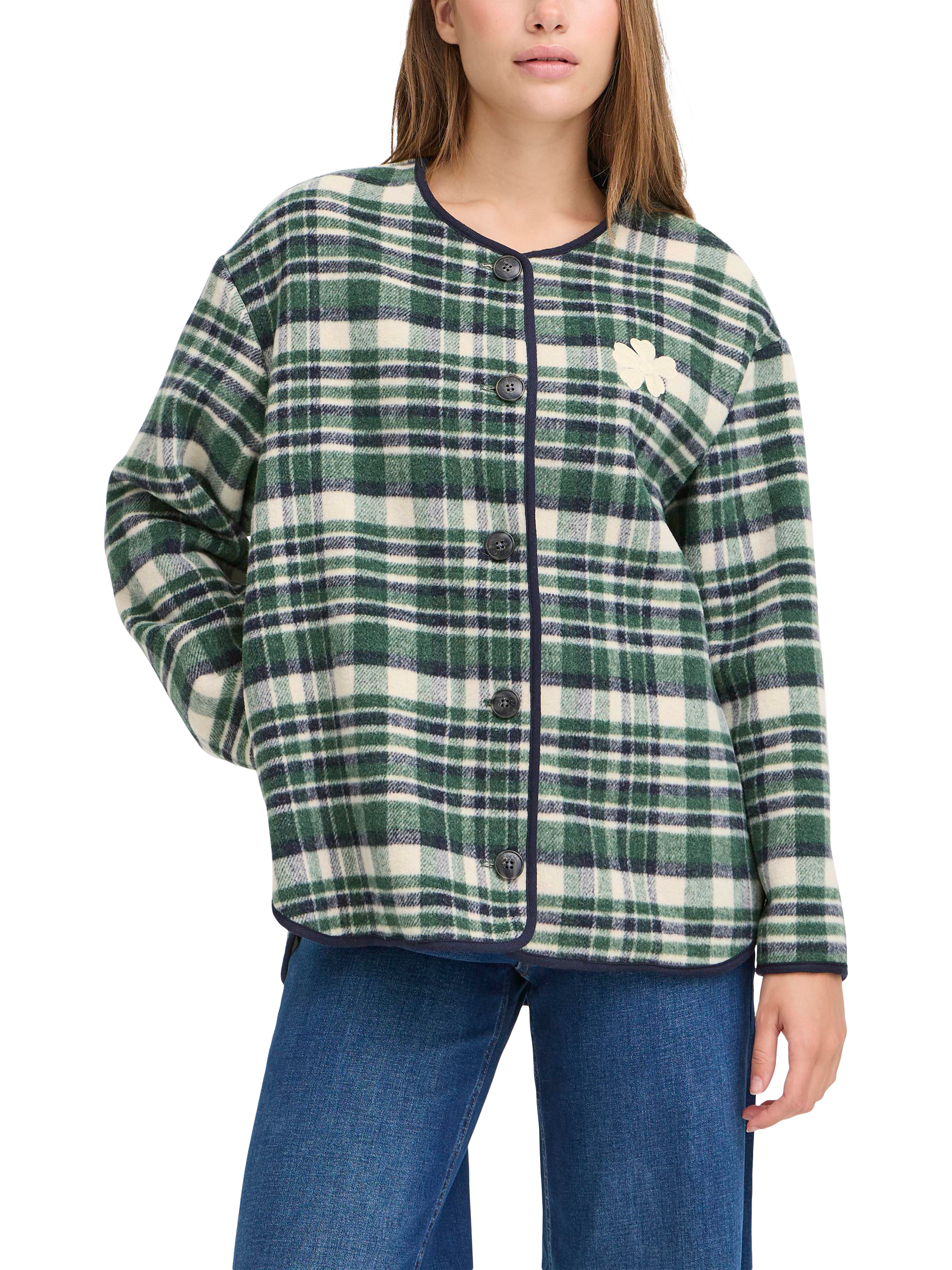 Product image 1 of 7, which shows ICHI Johanna Check Jacket, Pineneedle, 8