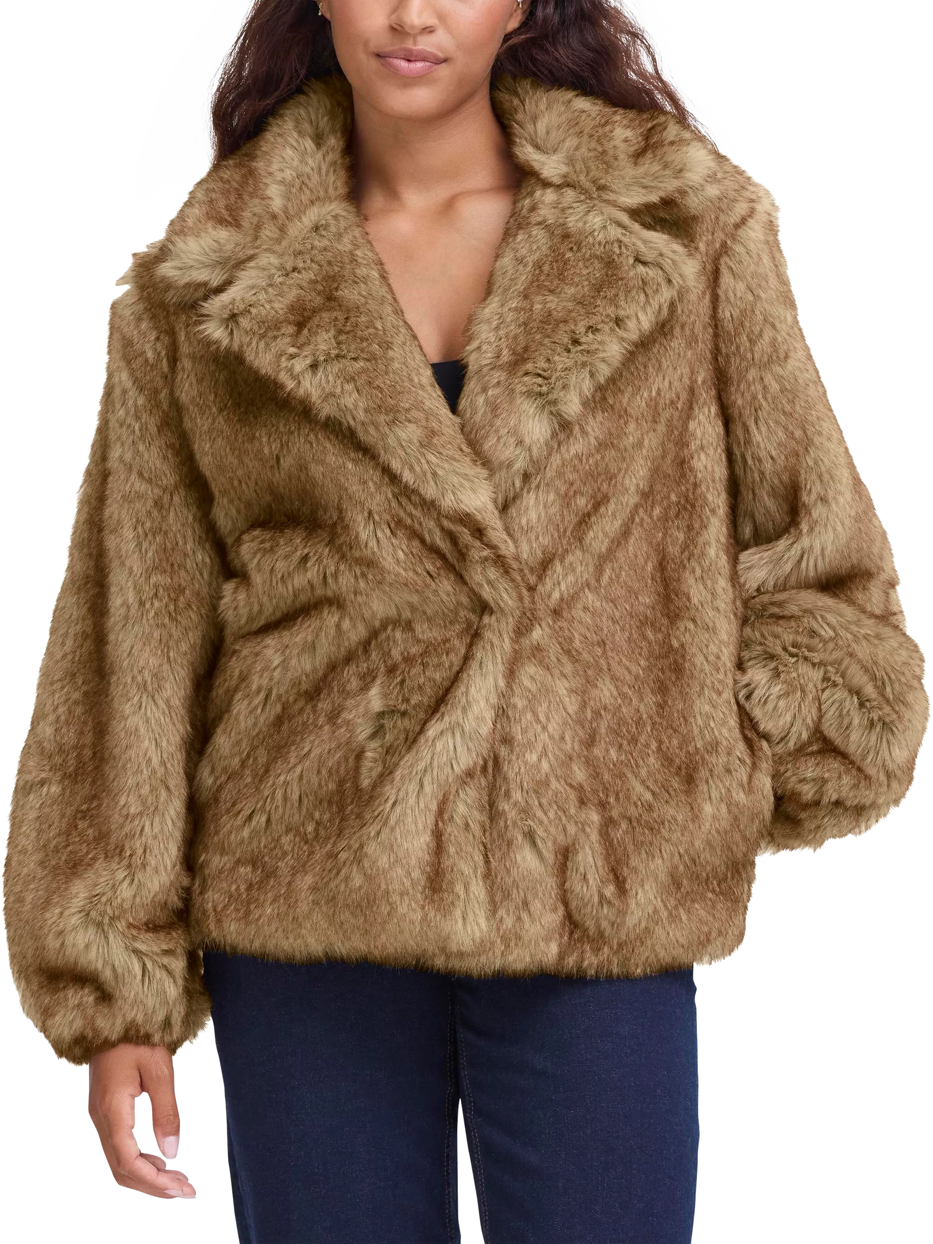 ICHI Fazoca Faux Fur Jacket, Fury Brown Melange
