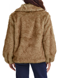 ICHI Fazoca Faux Fur Jacket, Fury Brown Melange - view 2, Fury Brown Melange