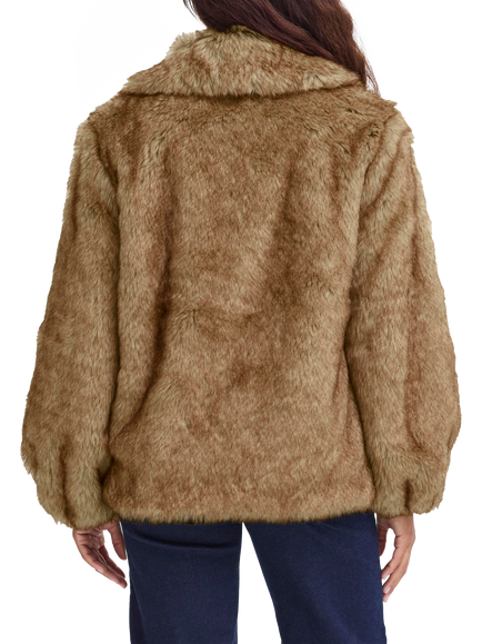ICHI Fazoca Faux Fur Jacket, Fury Brown Melange - view 2, Fury Brown Melange