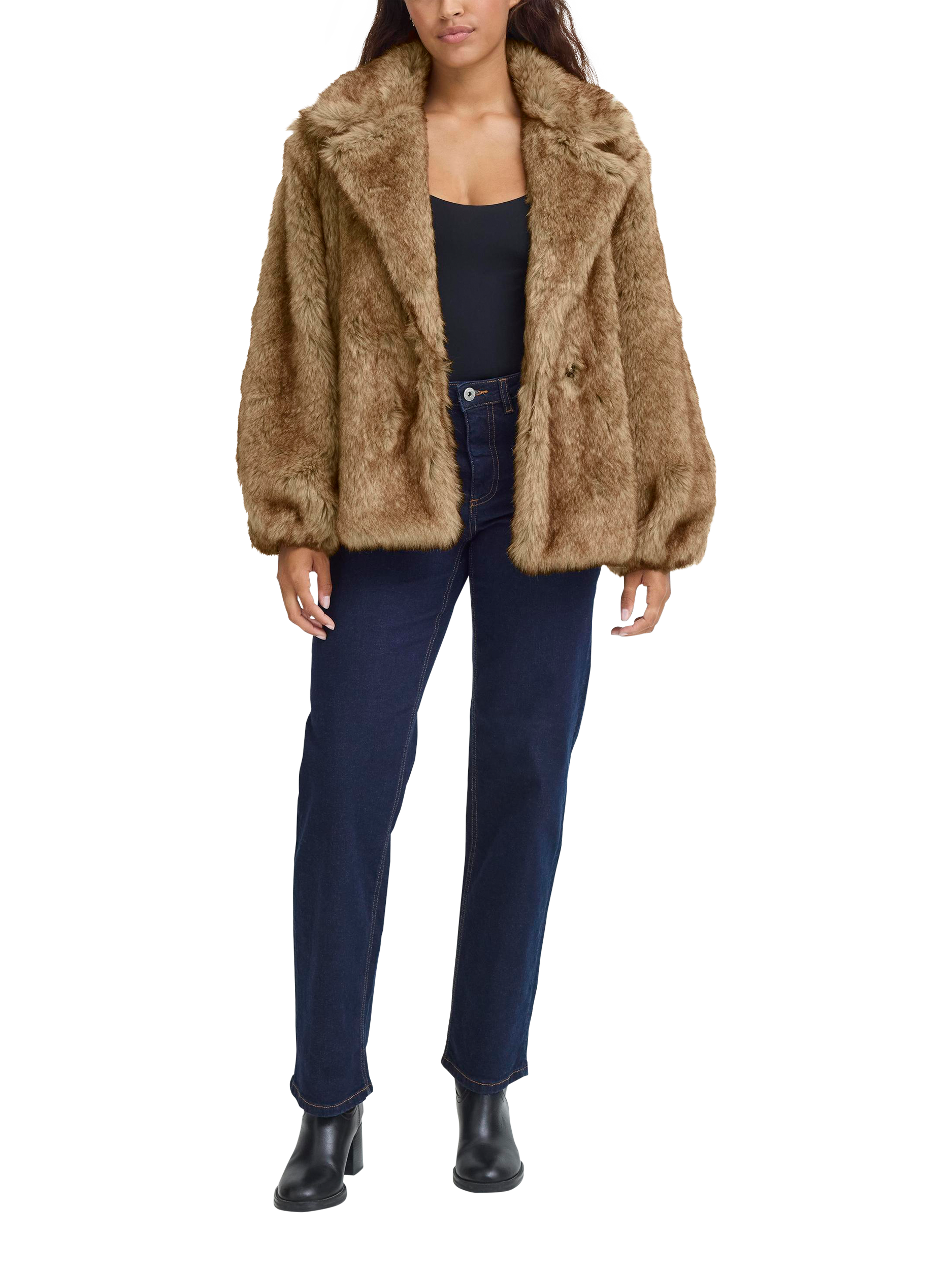 ICHI Fazoca Faux Fur Jacket, Fury Brown Melange