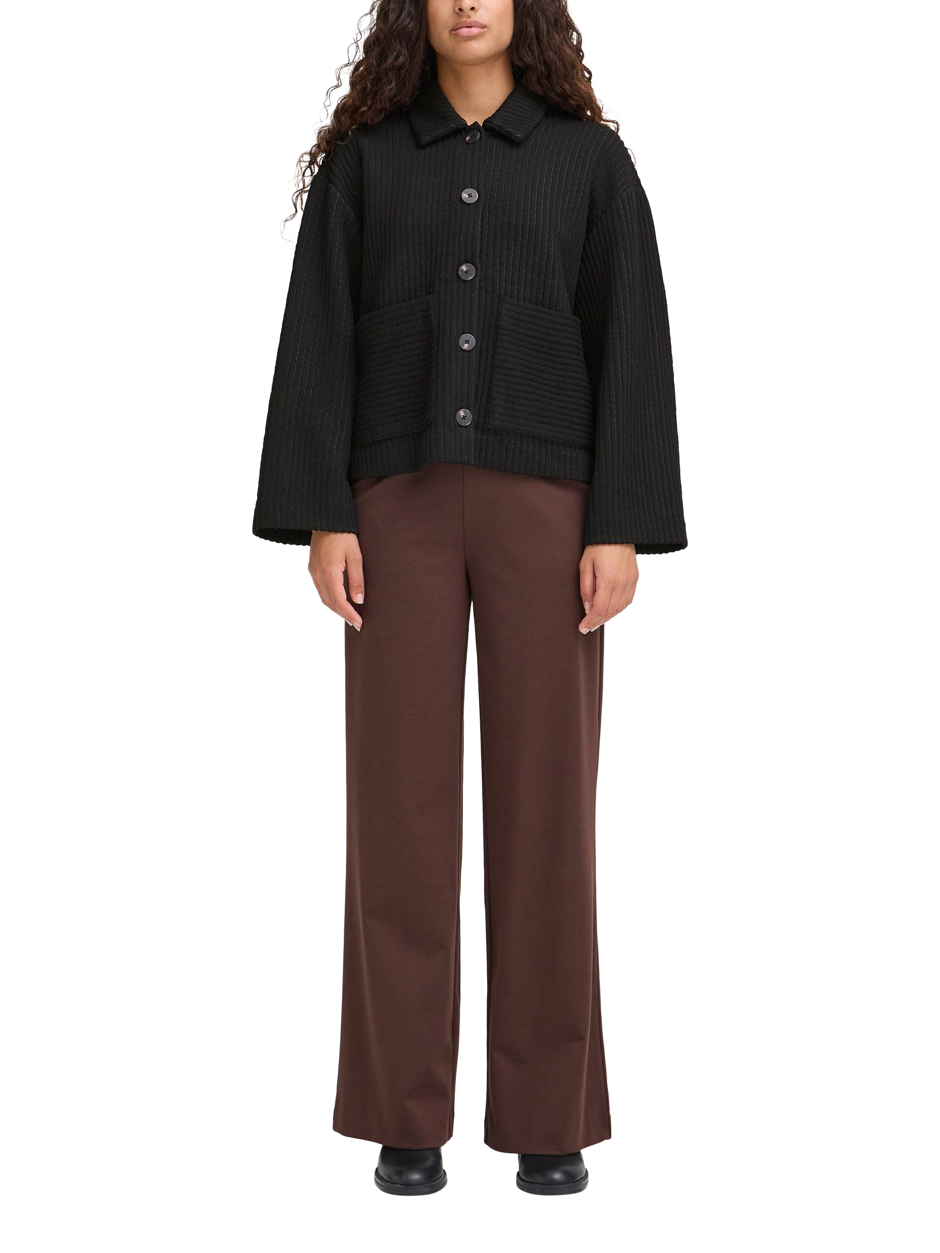 Product image 3 of 7, which shows ICHI Kate Quilted Jacket, Black, XS