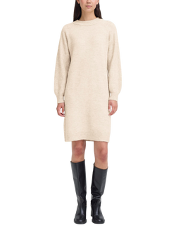 ICHI Asdis Round Neck Jumper Dress, Oatmeal Melange, Oatmeal Melange