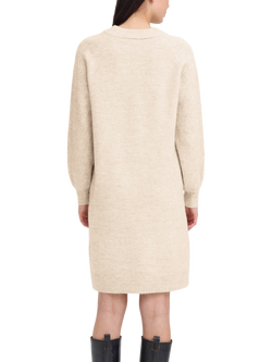 ICHI Asdis Round Neck Jumper Dress, Oatmeal Melange - view 2, Oatmeal Melange
