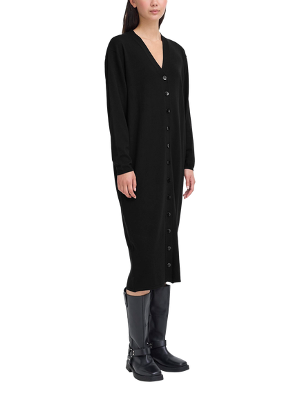 ICHI Boston Shirt Midi Dress, Black, Black