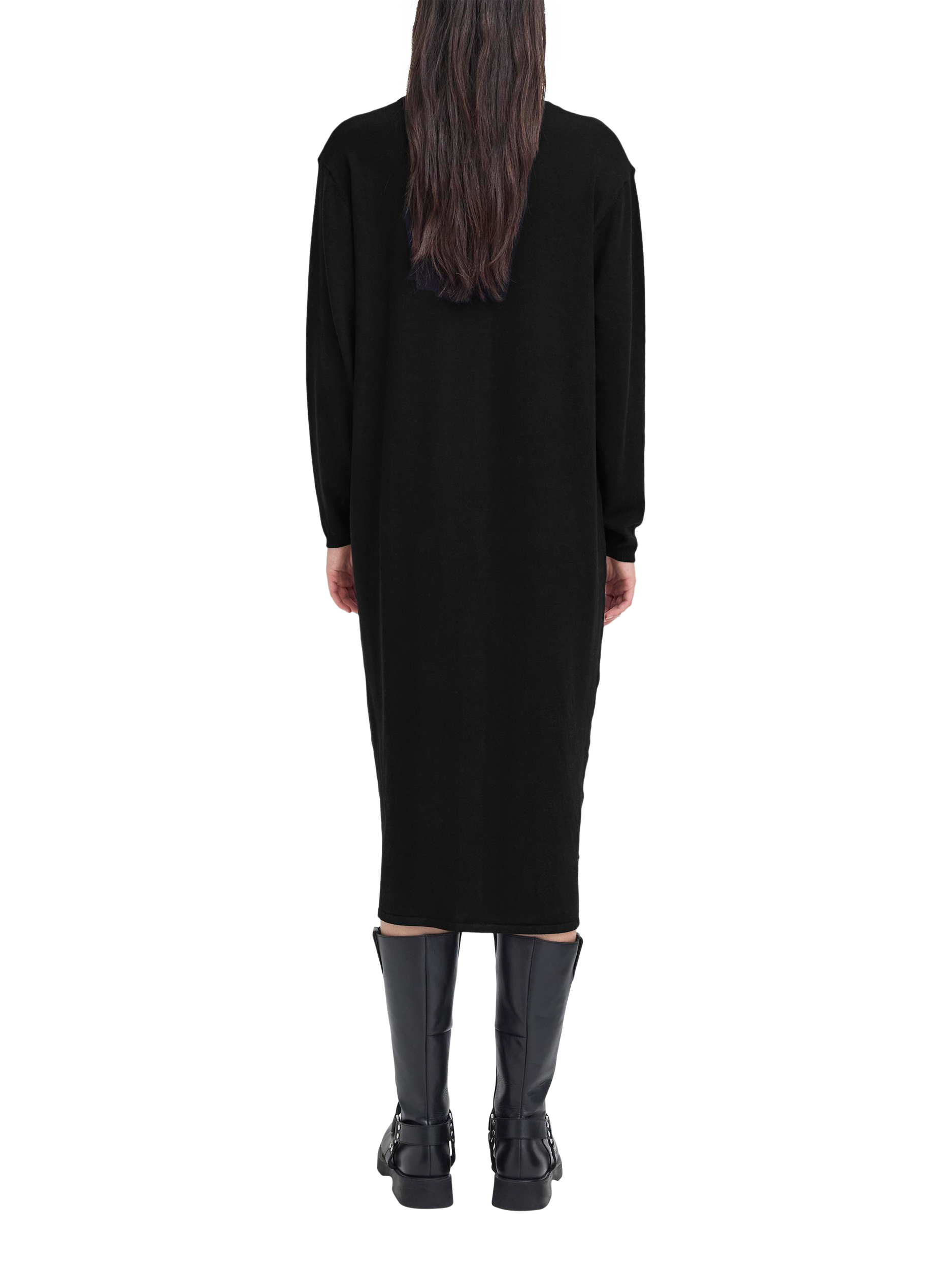 Product image 2 of 7, which shows ICHI Boston Shirt Midi Dress, Black, XS
