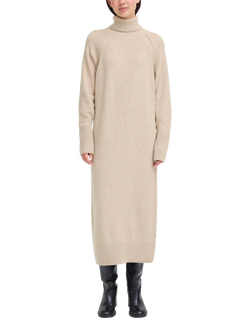 ICHI Dasila Roll Neck Jumper Dress, Oatmeal Melange, Oatmeal Melange