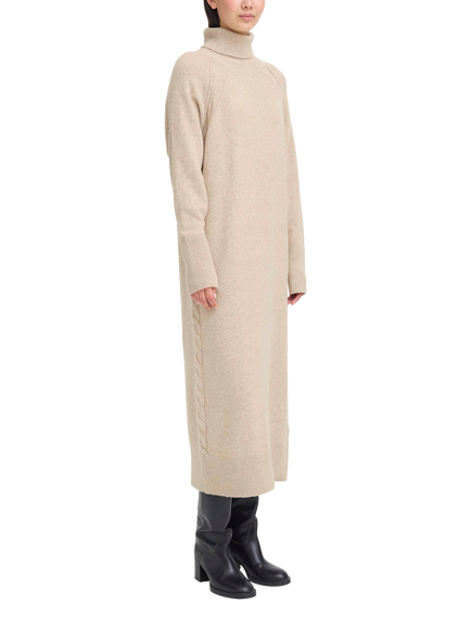 ICHI Dasila Roll Neck Jumper Dress, Oatmeal Melange, Oatmeal Melange