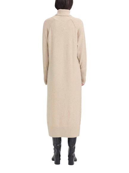 ICHI Dasila Roll Neck Jumper Dress, Oatmeal Melange - view 2, Oatmeal Melange