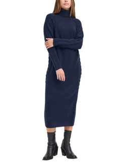 ICHI Dasila Roll Neck Jumper Dress, Total Eclipse, Total Eclipse