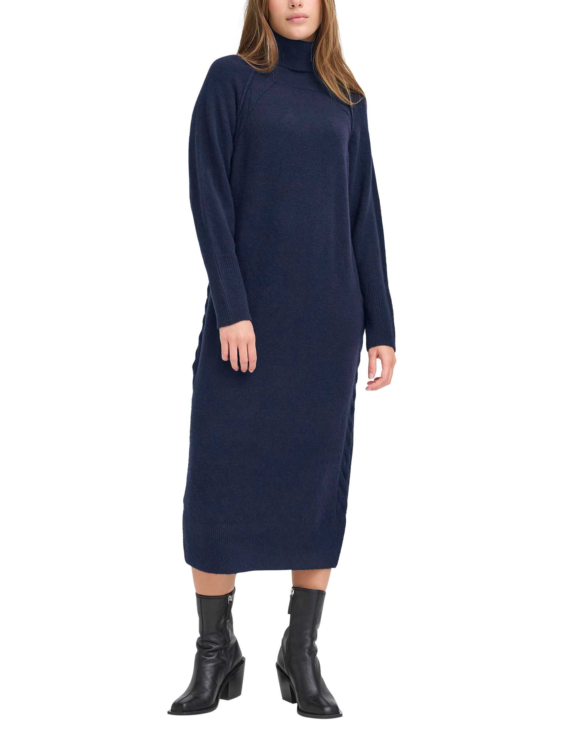 Product image 3 of 7, which shows ICHI Dasila Roll Neck Jumper Dress, Total Eclipse, XS