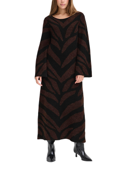 ICHI Kamora Abstract Jumper Dress, Black, Black