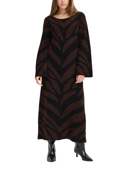 ICHI Kamora Abstract Jumper Dress, Black, Black