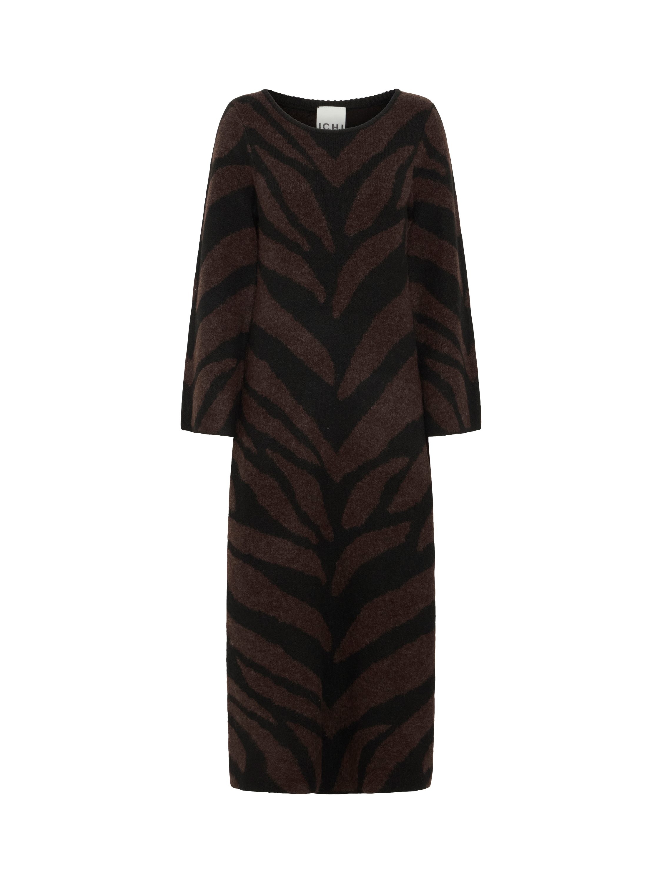 Product image 5 of 7, which shows ICHI Kamora Abstract Jumper Dress, Black, XS