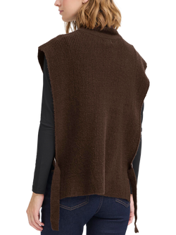 ICHI Amaise High Neck Poncho - view 2, Coffee Bean Melange