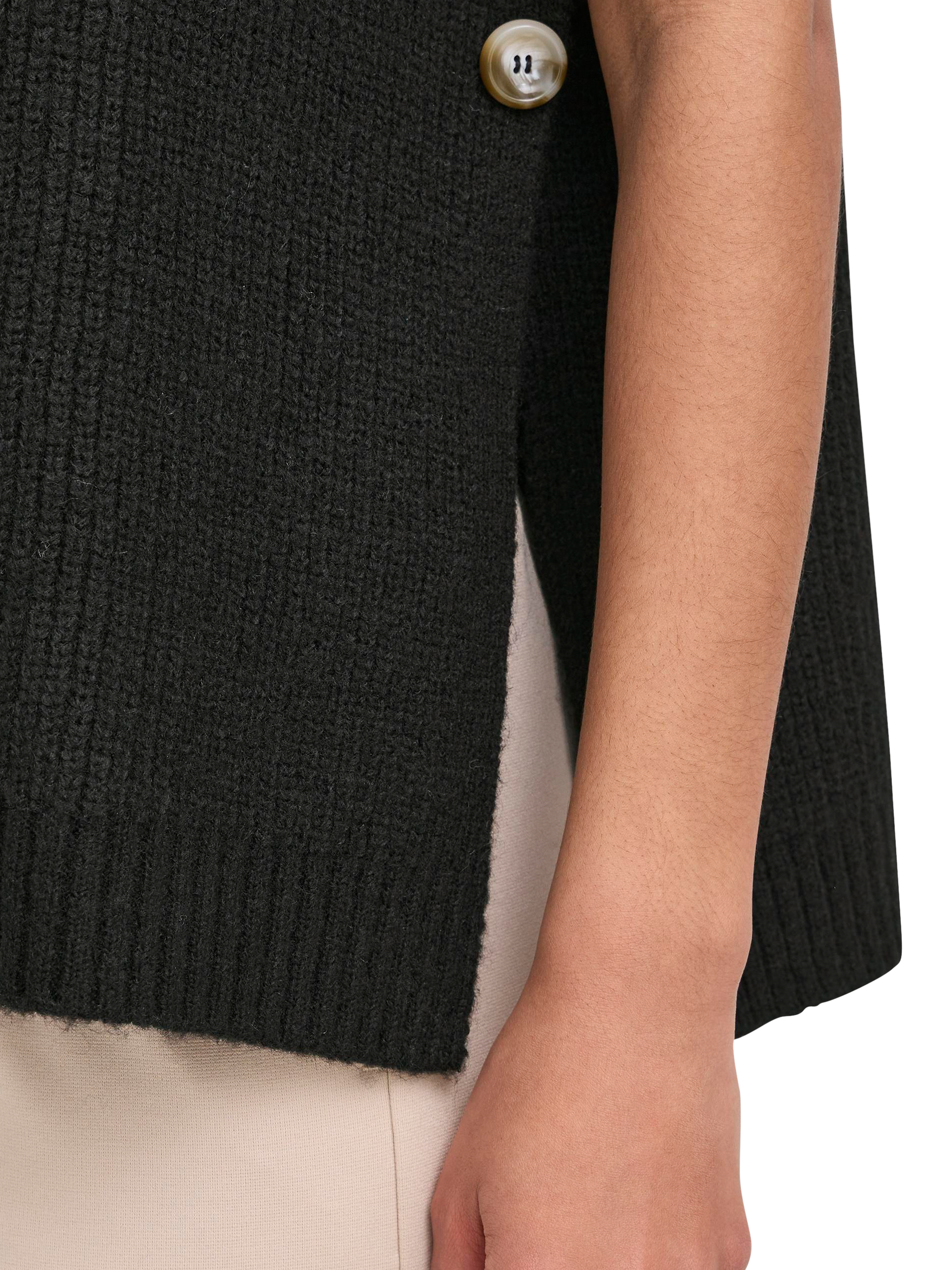 Product image 2 of 6, which shows ICHI Maja V-Neck Poncho, Black, One Size