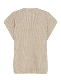 ICHI Maja Textured Knit Top, Light Grey Melange - view 2, Light Grey Melange