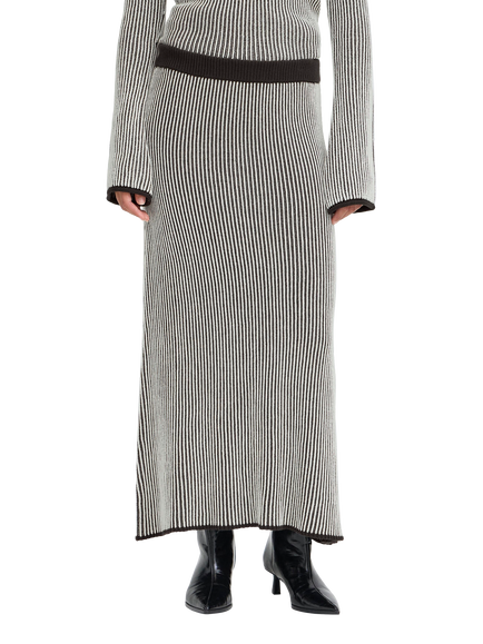 ICHI Danuta Knitted Midi Skirt, Black, Black