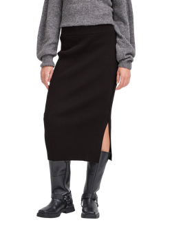 ICHI Dollis Knitted Midi Skirt, Black, Black