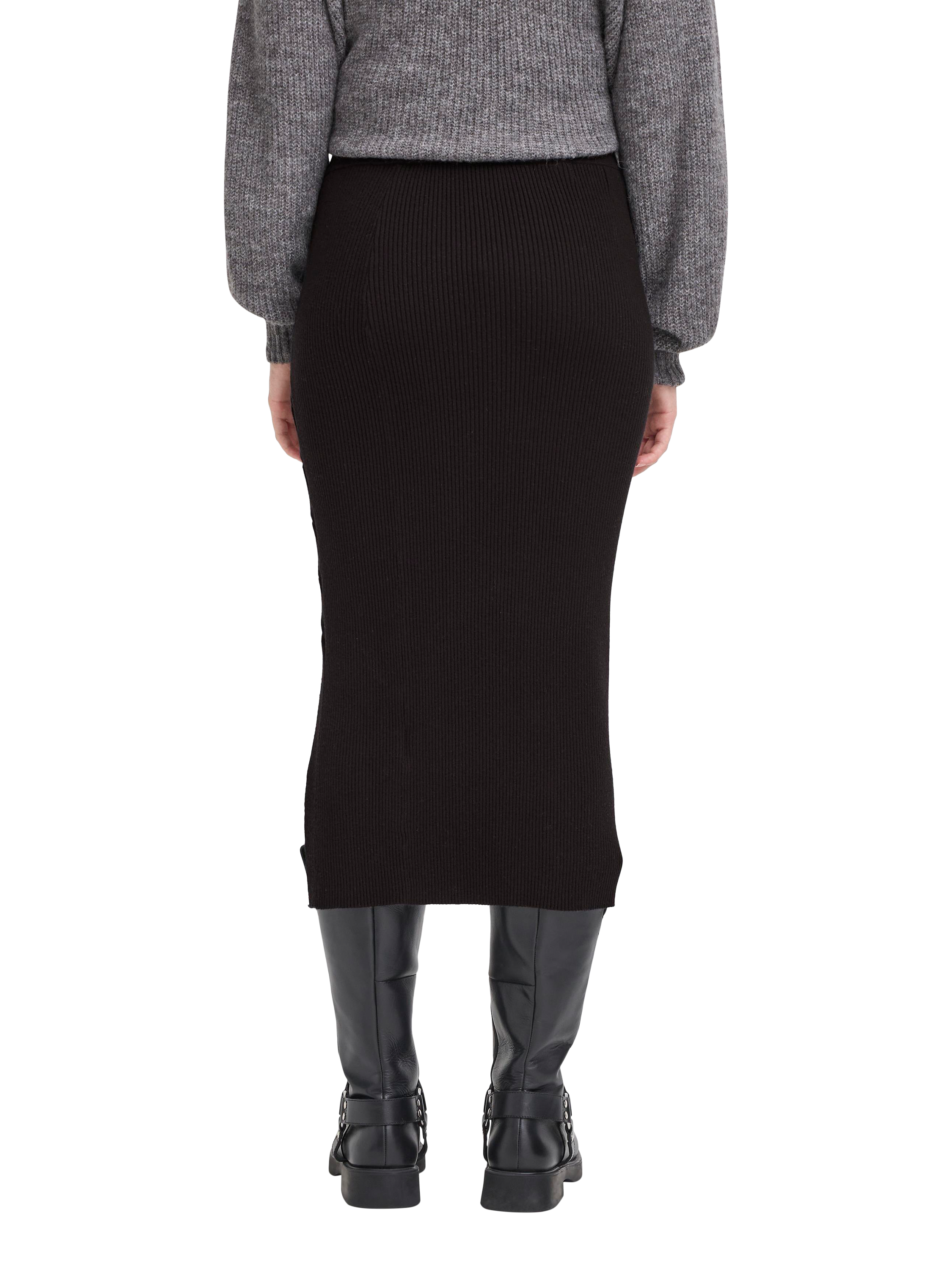 Product image 2 of 7, which shows ICHI Dollis Knitted Midi Skirt, Black, XS