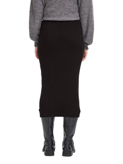 ICHI Dollis Knitted Midi Skirt, Black - view 2, Black