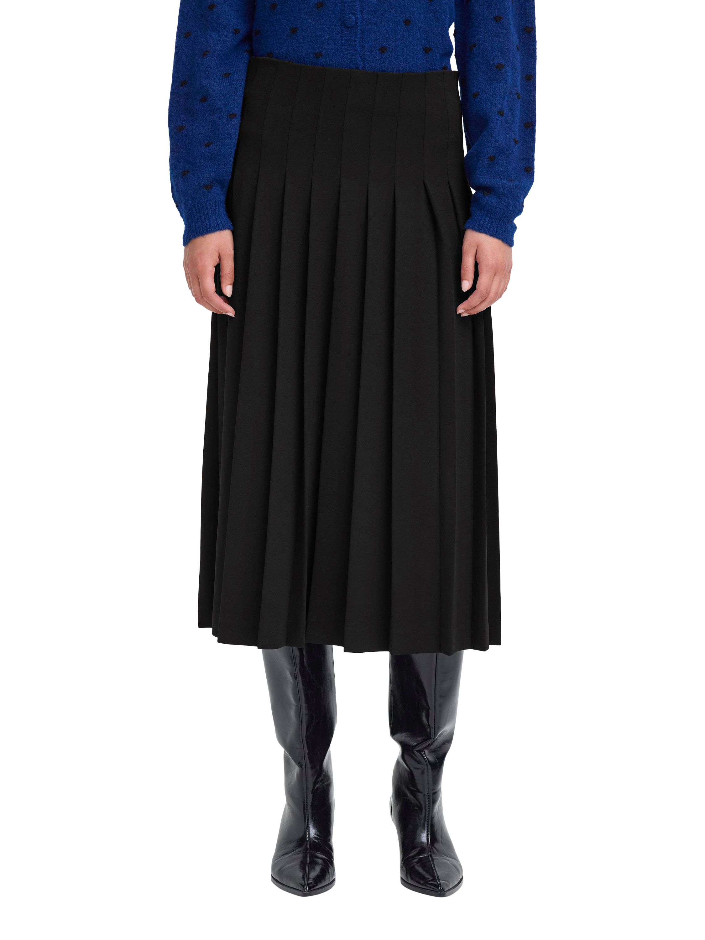 ICHI Katine Pleated Skirt, Black