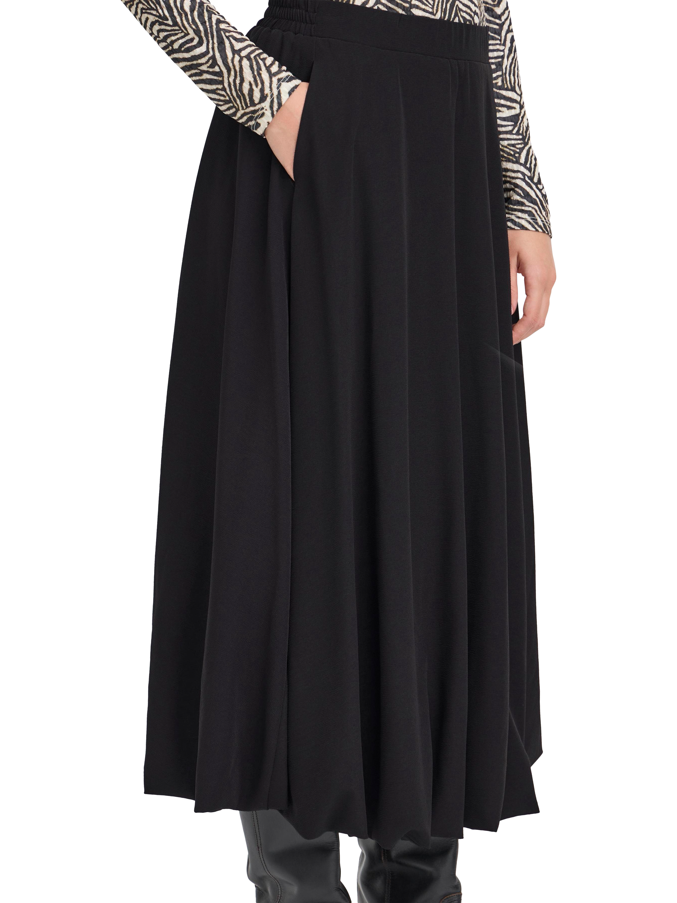 Product image 4 of 7, which shows ICHI Lirina Midi Skirt, Black, 10
