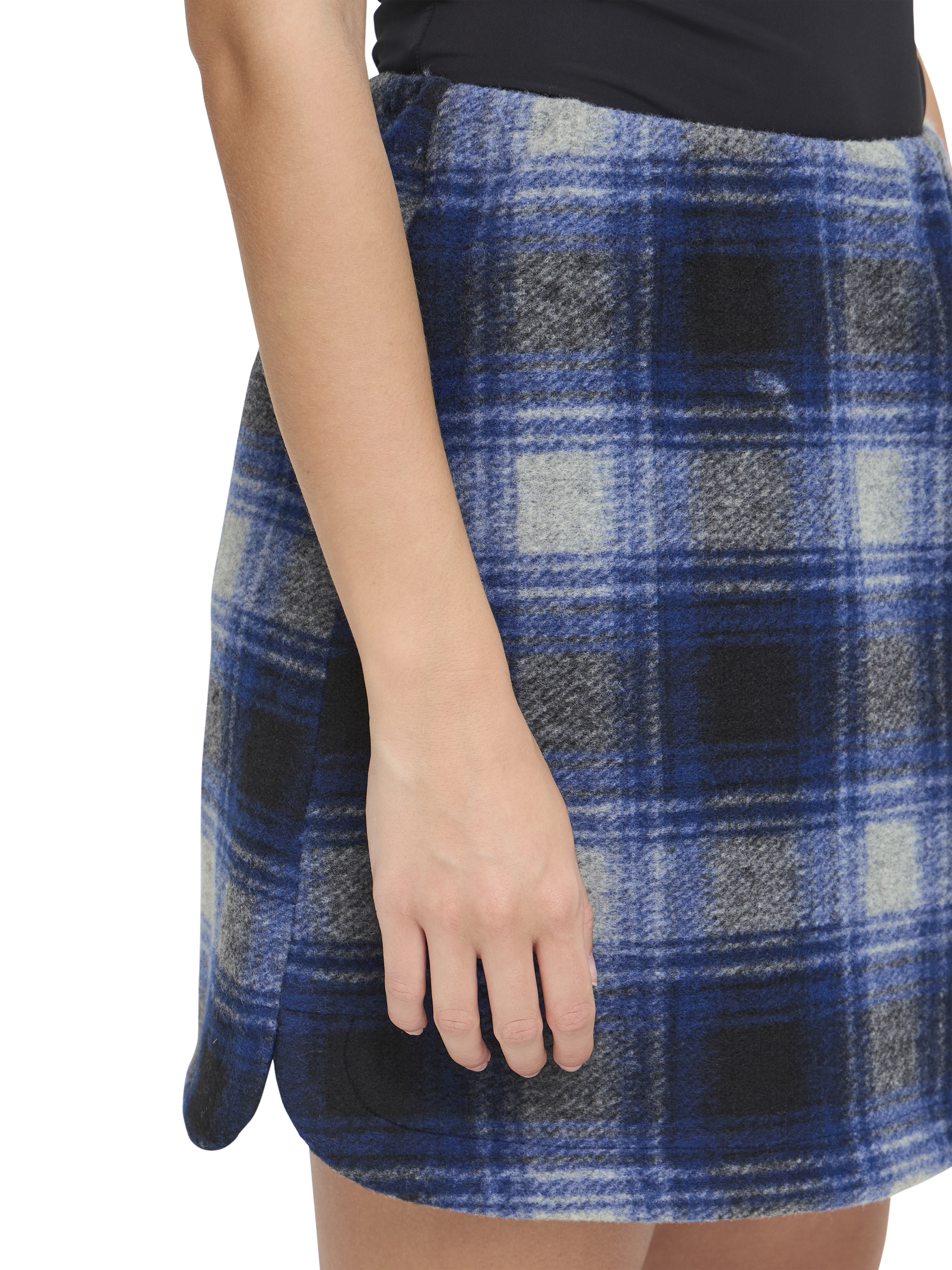 Product image 4 of 7, which shows ICHI Plaid Check Mini Skirt, Navy/Peony, 10