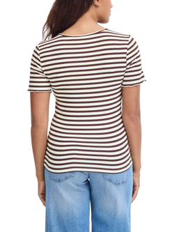 ICHI Cella Stripe Crew Neck T-Shirt - view 2, Coffee Bean/Cloud
