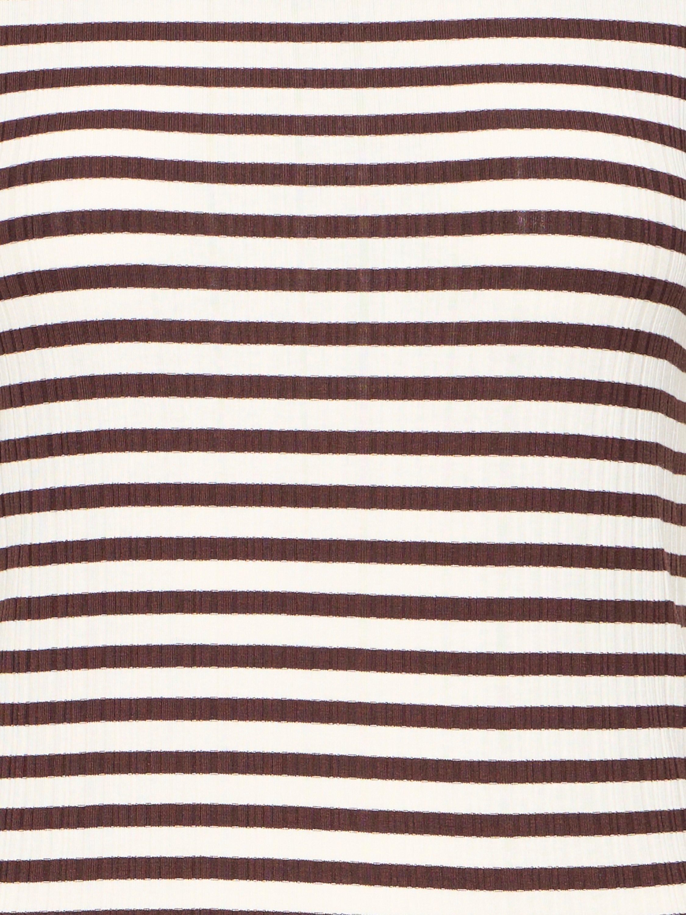 Product image 7 of 7, which shows ICHI Cella Stripe Crew Neck T-Shirt, Coffee Bean/Cloud, XS