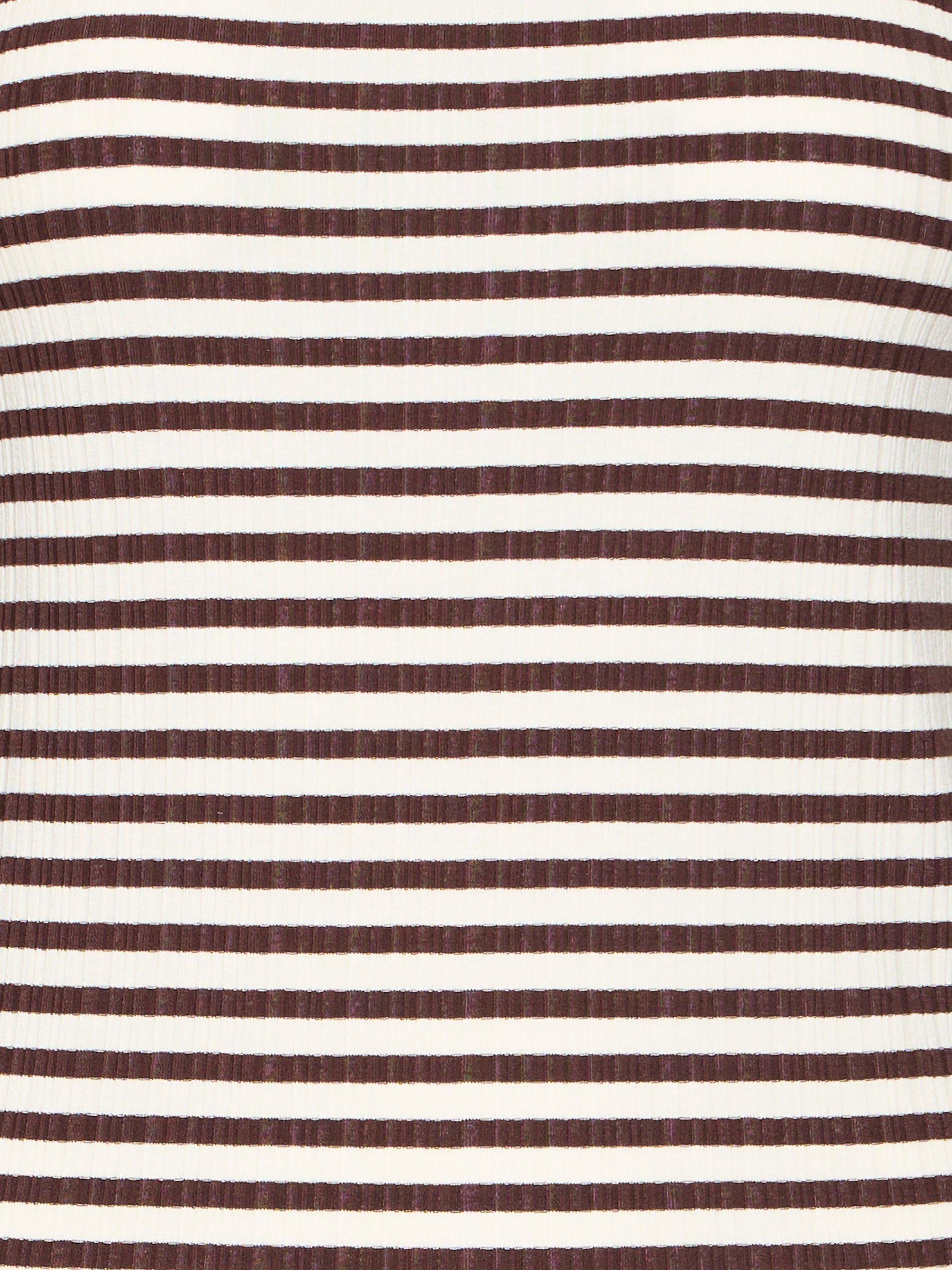 Product image 7 of 7, which shows ICHI Cella Stripe Long Sleeve Top, Coffee Bean/Cloud, XS