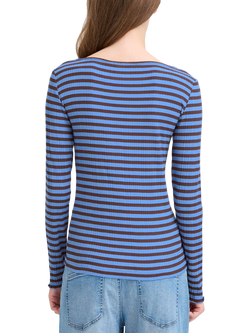 ICHI Cella Stripe Top, Blue Yonder/Coffee - view 2, Blue Yonder/Coffee