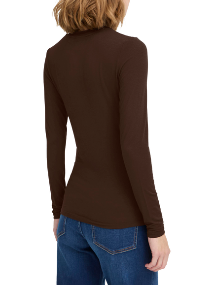 ICHI Philuca Crew Neck Long Sleeve Top, Coffee Bean - view 2, Coffee Bean