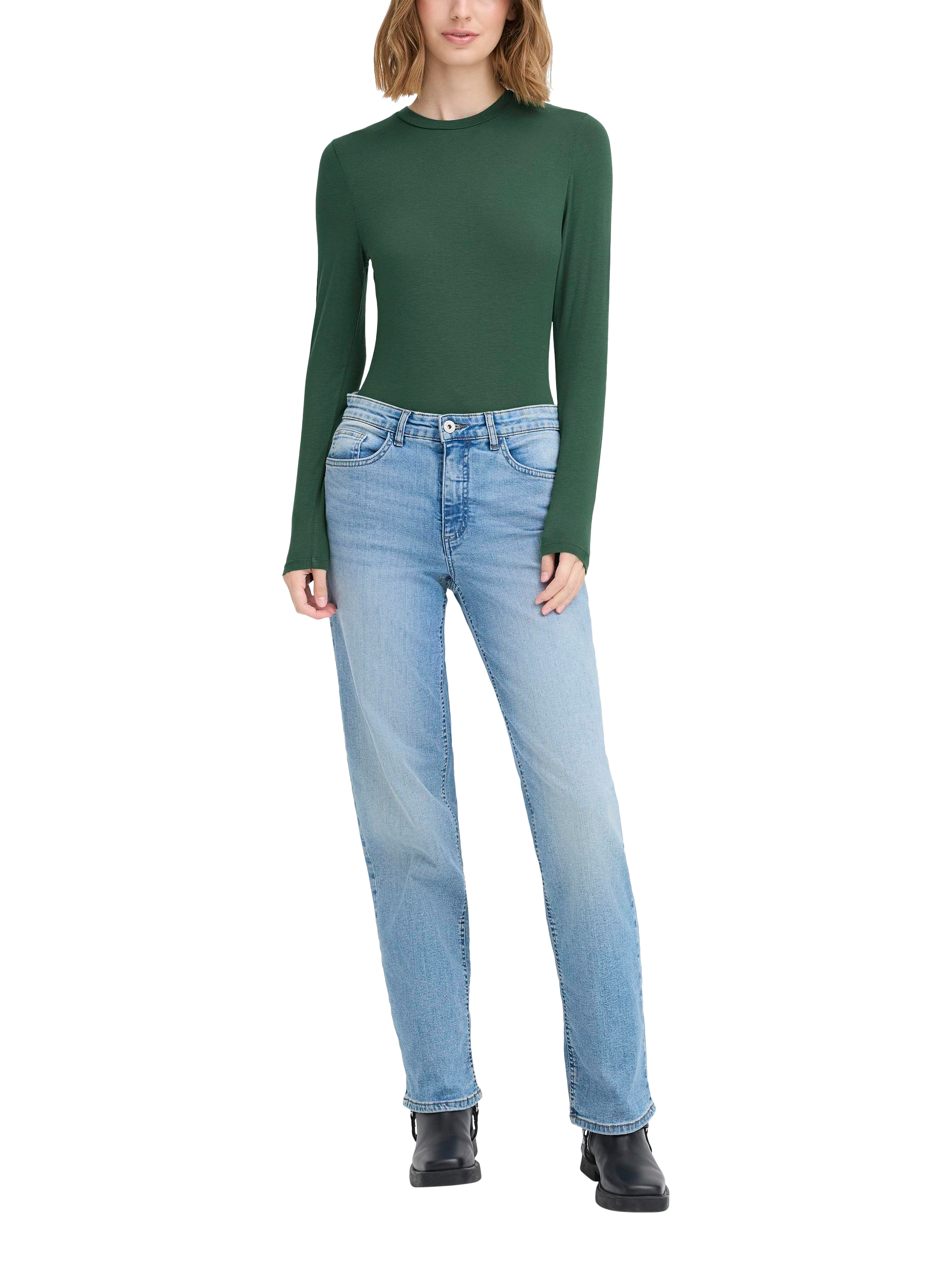 Product image 3 of 7, which shows ICHI Philuca Long Sleeve Top, Pineneedle, XS