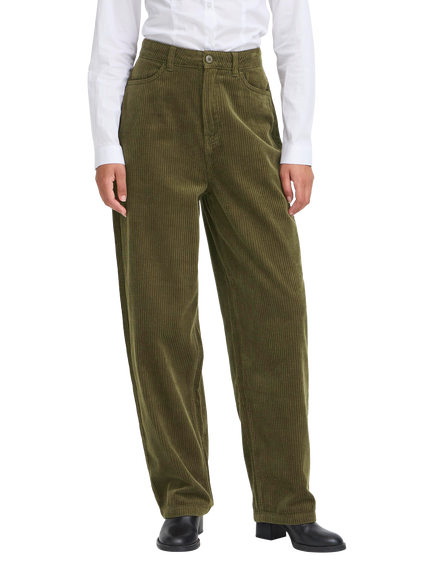 ICHI Focaro Corduroy Trousers, Dusky Green