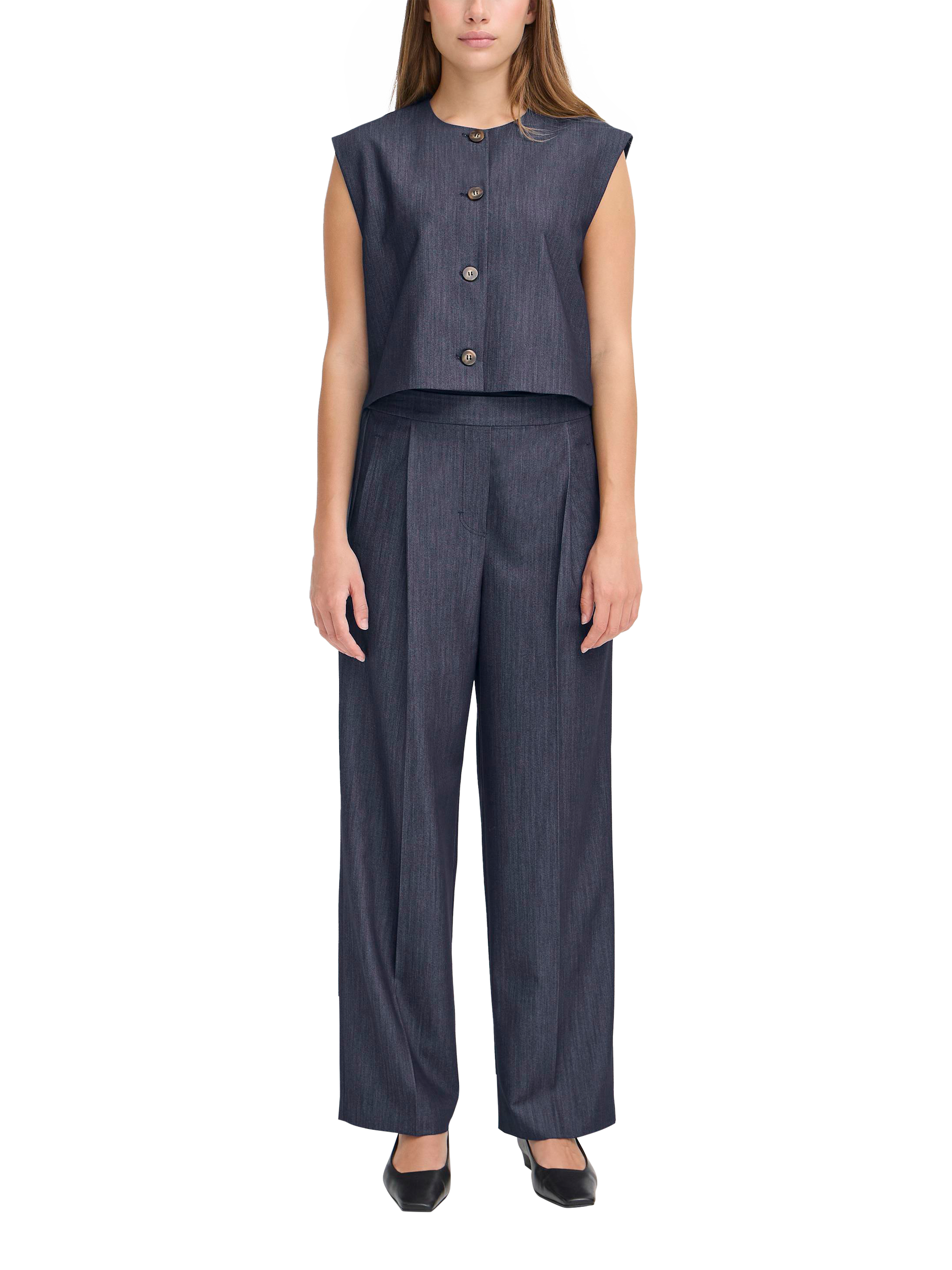 Product image 3 of 7, which shows ICHI Jumi Straight Trousers, Dark Blue, 8