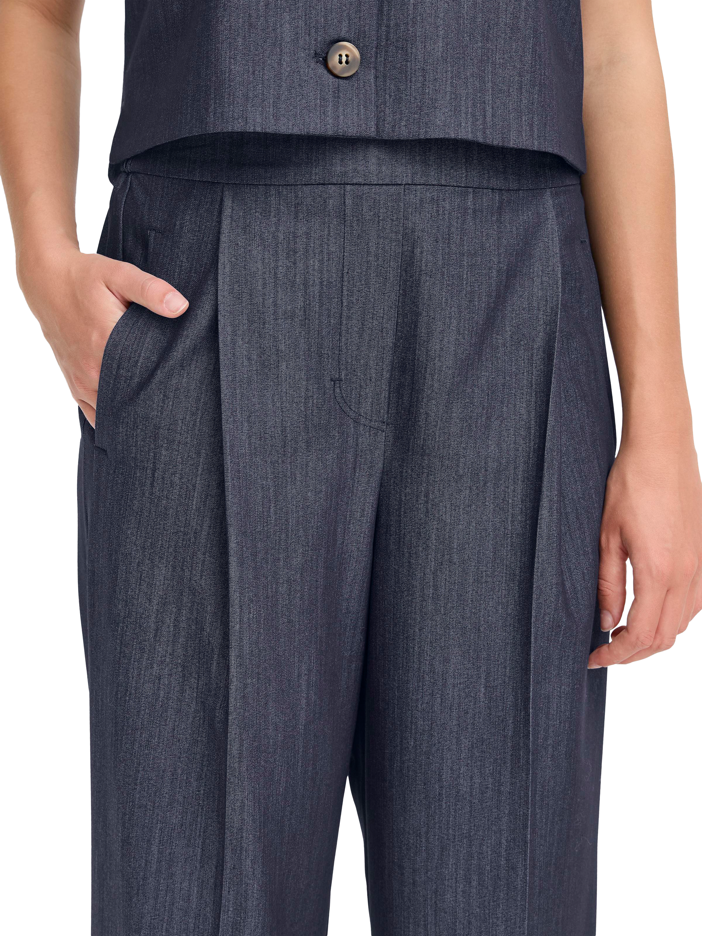 Product image 4 of 7, which shows ICHI Jumi Straight Trousers, Dark Blue, 8