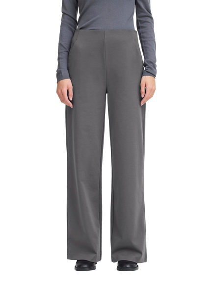 ICHI Kate Wide Leg Tailored Trousers, Forged Iron, Forged Iron
