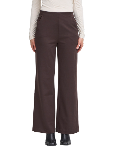 ICHI Kate Wide Leg Tailored Trousers, Chocolate Torte